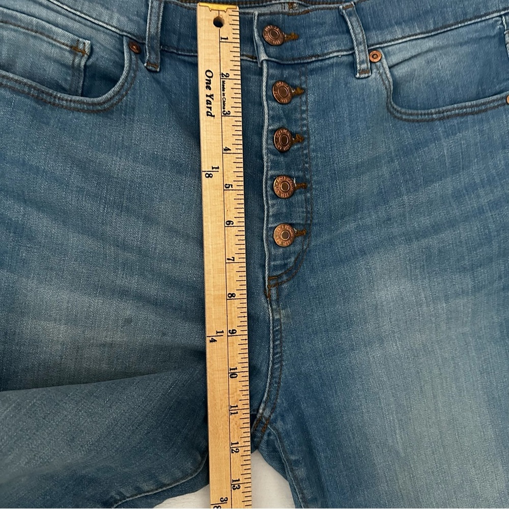 LOFT The Kick Crop Jeans Womens 29/8 Blue Denim Button Fly Cropped Flare - Picture 7 of 11